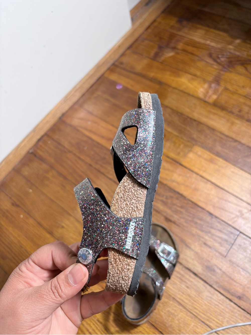 Birkenstock Kids Glitter Buckle Sandals - Black with Multicolor Sparkle - Picture 5 of 9